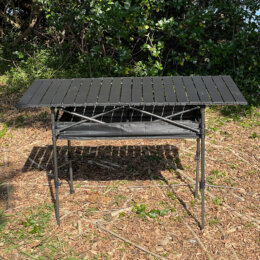 アルミロールテーブル　キャンプテーブル　120cm x 55cm　高さ調節可能